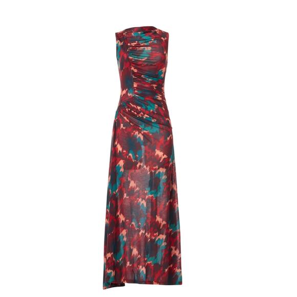 Ulla Johnson Fall Abstract Midi Dress SMALL Bodycon Ruched Career Designer $520 - Picture 6 of 14